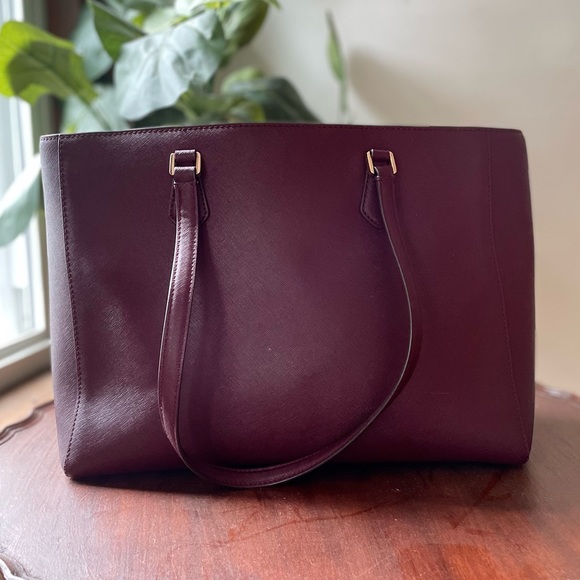 Tory Burch Large Triple Compartment Tote - Burgundy - Picture 2 of 12